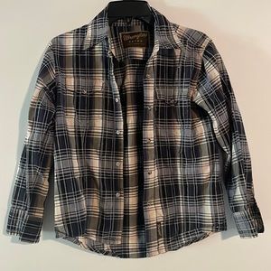 Boys wrangler retro Pearl snap button up dress shirt, size 7/8, euc